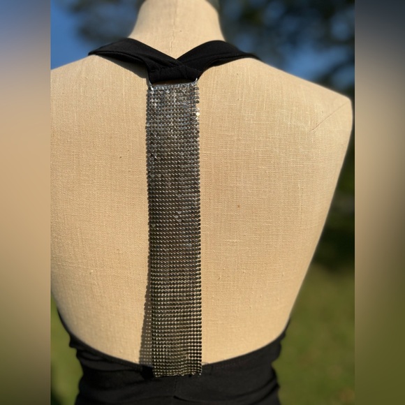 Vintage y2k Charlotte Russe Draped Neck Club Halter Top Black Size Small - Picture 4 of 4